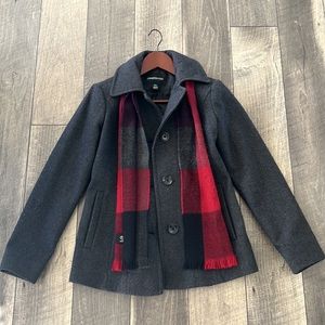 London Fog PXS Wool Coat with attached scarf